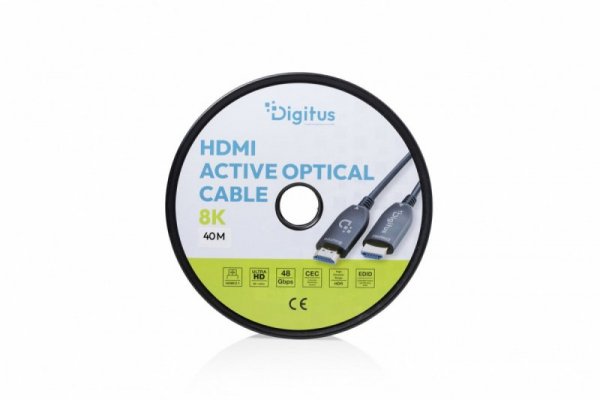 Digitus Kabel połączeniowy hybrydowy HDMI AOC | HDMI-A męski-męski | HDMI 2.1 | UHD-2 8K@60Hz | 48Gbps |HDR, eARC, HDCP 2.2, CEC