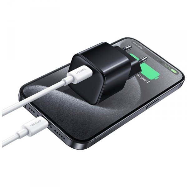 USAMS Ładowarka sieciowa JO Series CC260 20W USB-C + kabel USB-C/Lightning 1m biała
