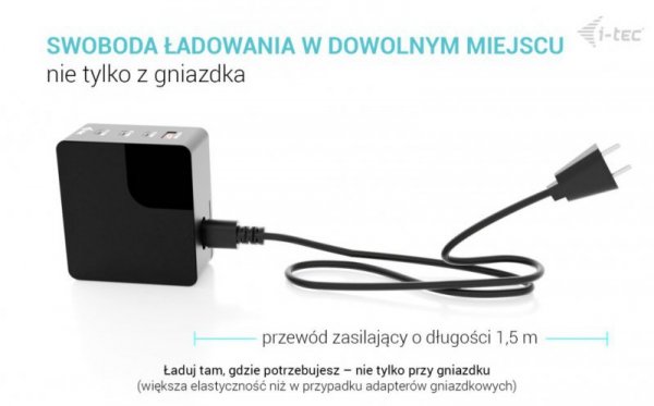i-tec Ładowarka 140W Intelligent Multiport USB Charger 3xUSB-C 1xUSB-A LCD 150 cm