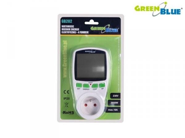 GreenBlue Miernik Watomierz GB-202 Do pomiaru mocy pobier