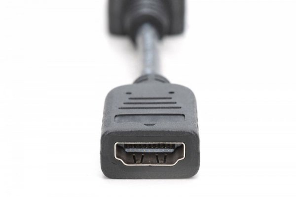 Digitus Kabel adapter Displayport z zatrzaskiem 1080p 60Hz FHD Typ DP/HDMI A M/Ż czarny 0,15m