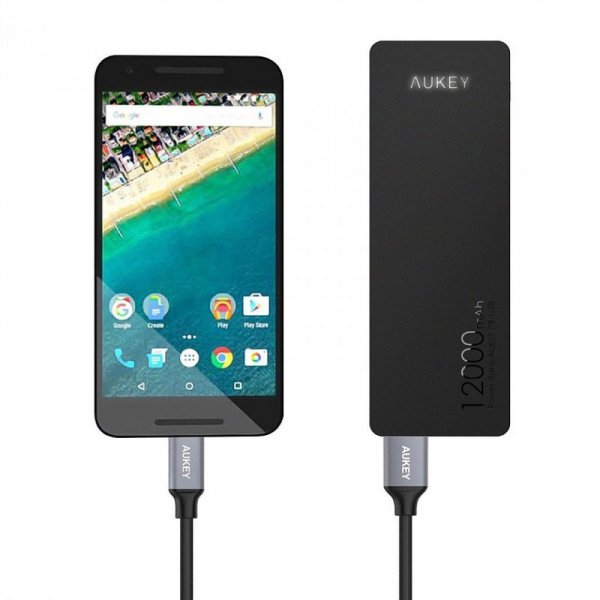 AUKEY CB-CD2 nylonowy kabel Quick Charge USB C-USB 3.0 | 1m | 5 Gbps | 3A | 60W PD | 20V