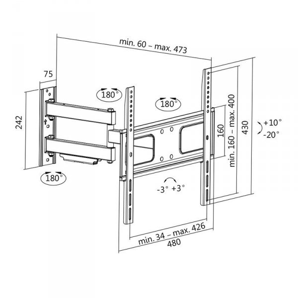 LogiLink Uchwyt ścienny LCD/LED VESA, 32-55&#039;, max. 50kg