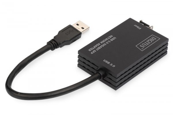 Digitus Karta sieciowa przewodowa USB 3.0 A do RJ45 Gigabit SFP Ethernet 1 Gbps Fiber Chipset RTL8153