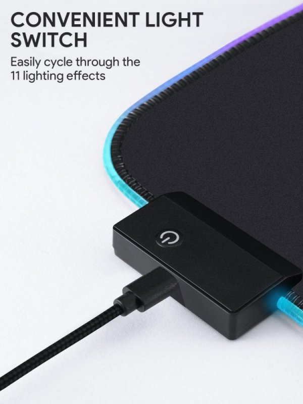 AUKEY KM-P7 RGB podkładka pod mysz i klawiaturę XXL gamingowa| 900x400x4mm | wodoodporna | gumowany spód | aplikacja G-aim Contr