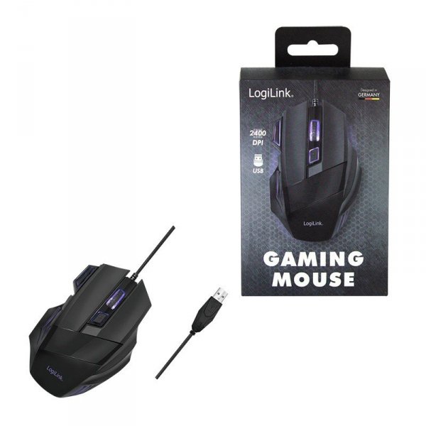 LogiLink Optyczna mysz gamingowa  2400 dpi, Czarna