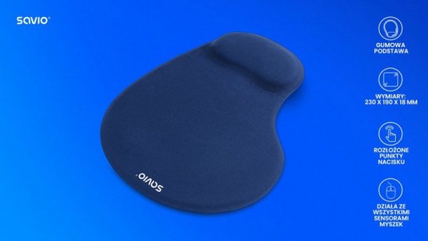Savio Podkładka żelowa pod mysz ciemnoniebieska, MP-01NB