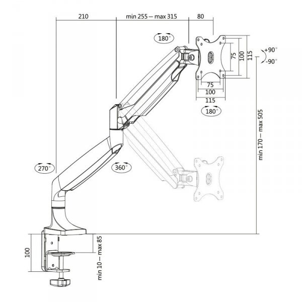 LogiLink Uchwyt na monitor 13-27 cali max 9kg.