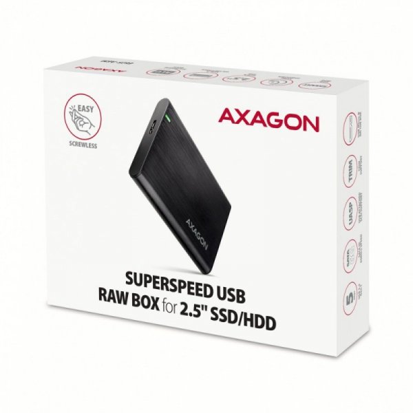 AXAGON EE25-A6M Bezśrubowa aluminiowa obudowa zewnętrzna USB 3.2 Gen 1 - SATA 6G dla 2.5&quot; SSD/HDD