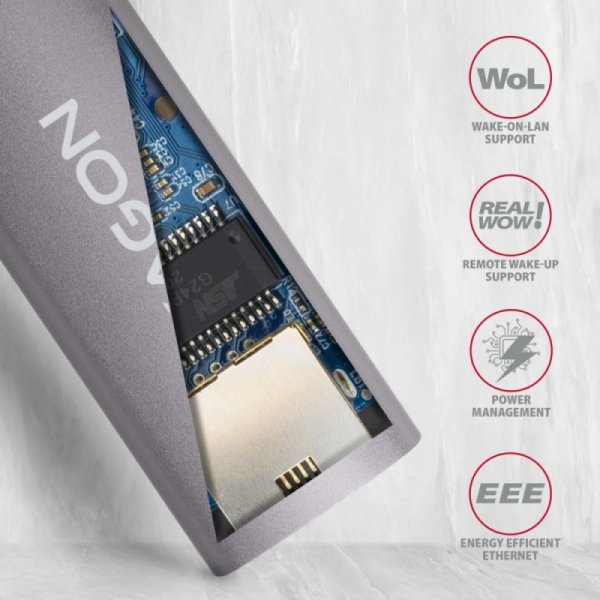 AXAGON ADE-TR Karta sieciowa Gigabit Ethernet adapter, USB-A 3.2 Gen 1, instalacja automatyczna, metalowy, tytanowa szarość