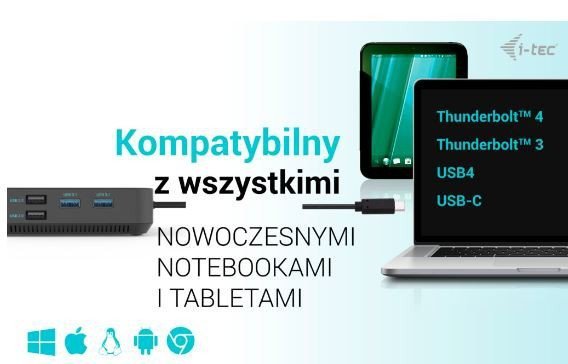 i-tec Stacja dokująca USB-C HDMI Dual DP Docking Station Power Delivery 100 W + i-tec Universal Charger 100 W