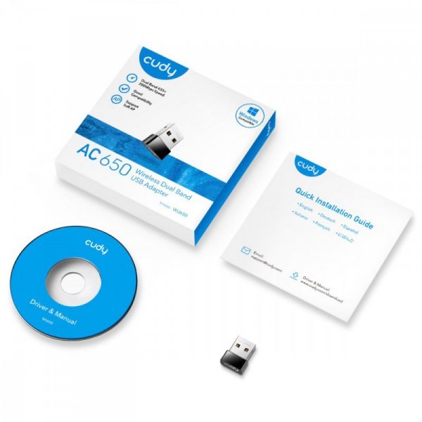 Cudy Karta sieciowa WU650 USB 2.0 AC650 Mini
