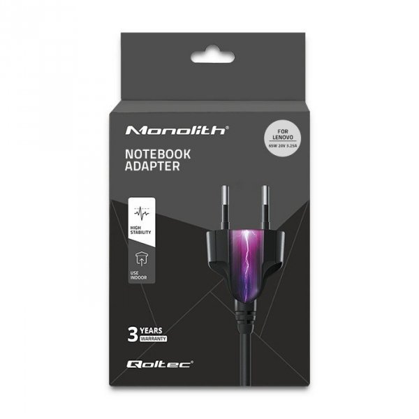 Qoltec Zasilacz do Lenovo 135W | 20V | 6.75A | slim tip+pin | +kabel  zasilający