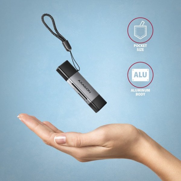 AXAGON CRE-DAC Czytnik kart zewnętrzny USB3.2 Gen 1 Type-C + Type-A SD/microSD