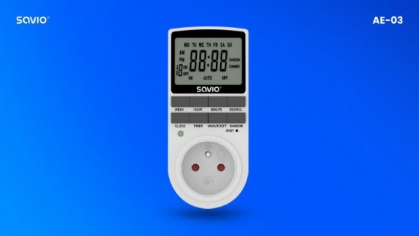 Savio Programator czasowy z ekranem LCD, 16A, 3680W, AE-03