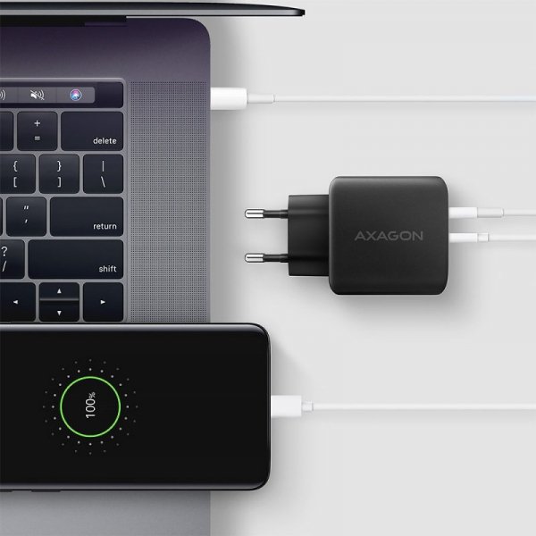AXAGON ACU-PQ45 Ładowarka sieciowa 2-port  QC3.0,4.0/AFC/FCP/PPS/Apple  + PD type-C, 45W, Czarna
