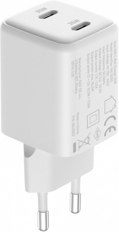 YENKEE Ładowarka sieciowa USB C 2x18W 3A Power delivery 3.0 QC3.0 Biała