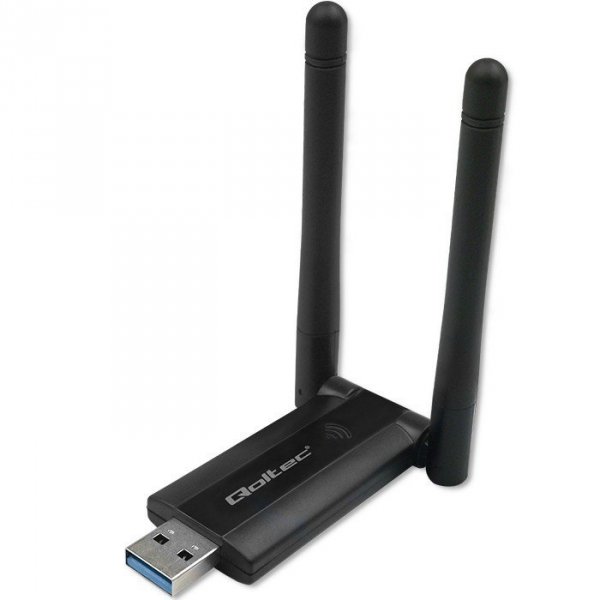 Qoltec Szybki bezprzewodowy adapter USB DUAL Wi-Fi 2 x 2dBi | Standard  AC | USB 3.0 | 1200Mbps