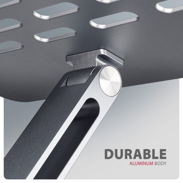 AXAGON Podstawa do laptopów aluminiowa STND-LQ 10-17.3 cali, regulowane kąty nachylenia, Szara