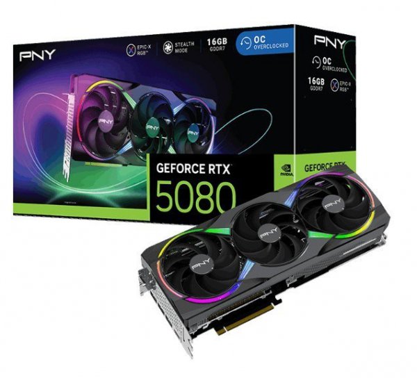 PNY Karta graficzna GeForce RTX 5080 OC ARGB 3F 16GB 256-bit 960GB/s