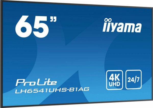 IIYAMA Monitor 65 cali LH6541UHS-B1AG VA,4K,24/7,LAN,USB,HDMI,500cd/m2,     Haze(25%),2x10W,Pion/Poziom