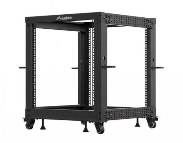 Lanberg Stojak Open rack 19 cali 12U 600x600-1100 regulowany czarny