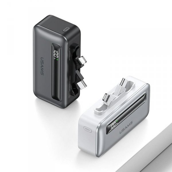 USAMS Powerbank 4500mAh 20W USB-C/Lightning Fast Charge srebrny