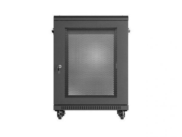Lanberg Szafa instalacyjna rack stojąca 19 cali 15U 600x600 drzwi perforowane czarna (Flat pack)