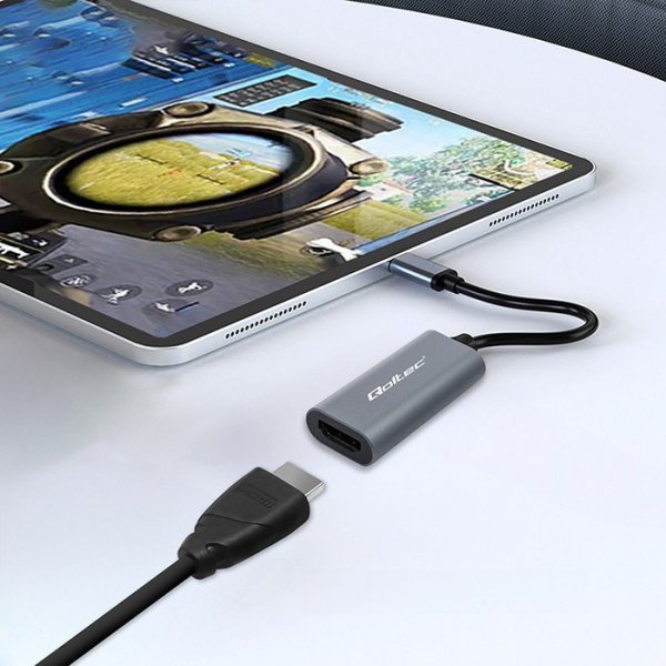 Qoltec Adapter aluminiowa przejściówka USB-C na HDMI 4K | 60Hz | 32AWG