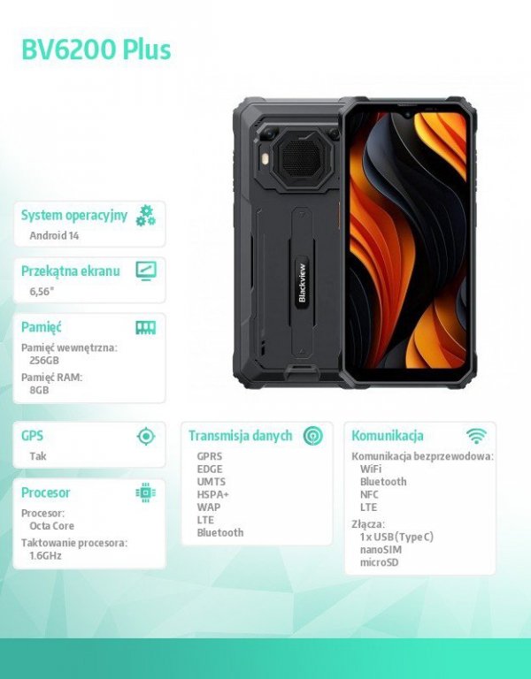 Blackview Smartfon BV6200 Plus 8/256GB czarny