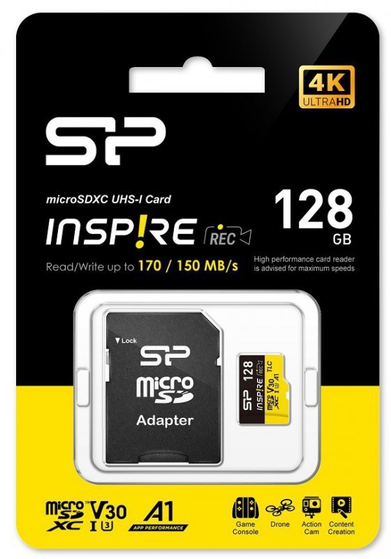 Silicon Power Karta pamięci microSDXC Inspire 128GB UHS-I U3 A1 V30 4K TLC
