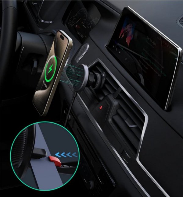 AUKEY HD-MC13 ładowarka samochodowa bezprzewodowa Qi2 15W 3A + kabel USB-C