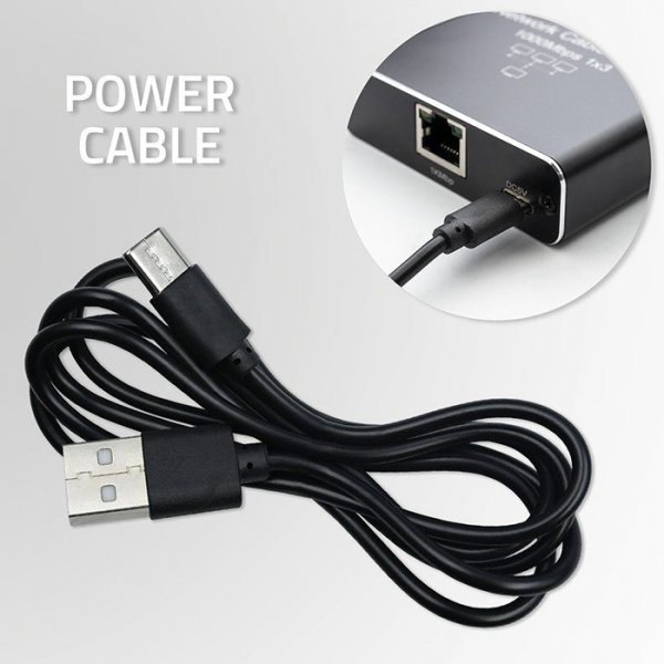 Qoltec Rozdzielacz Splitter Ethernet mini SWITCH 1x3 RJ45 | 1000Mb/s |  USB-C | Aluminium