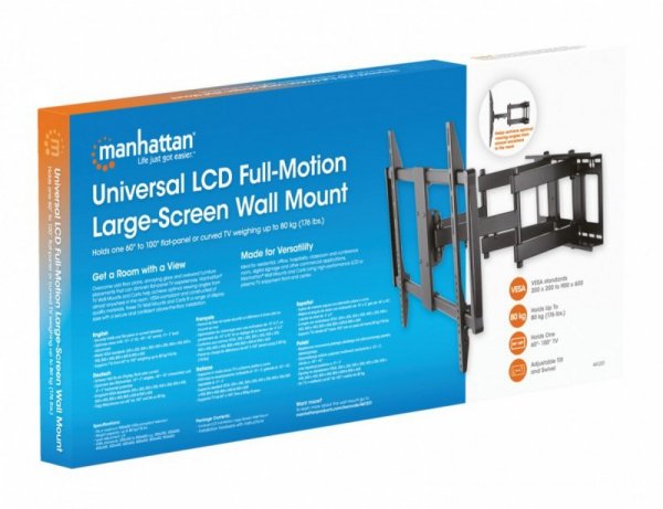 Manhattan Uchwyt ścienny do TV 60-100cali LED/LCD 80kg obrotowy uchylny