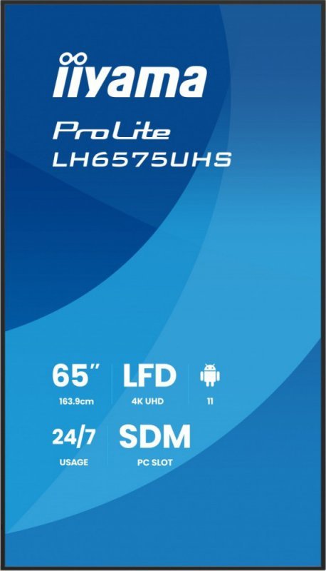 IIYAMA Monitor 65 cali LH6575UHS-B2AG,24/7,IPS,ANDROID.11,4K,  WiFi,         iiSignage2, FailOver, EShare, 24/7, full daisy chai