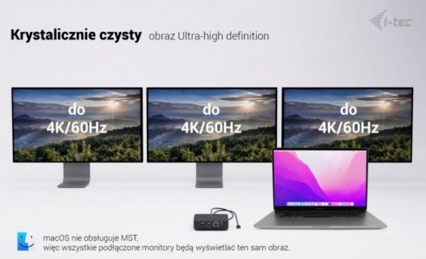 i-tec Stacja dokująca USB-C DP Dual HDMI Power Delivery 100W