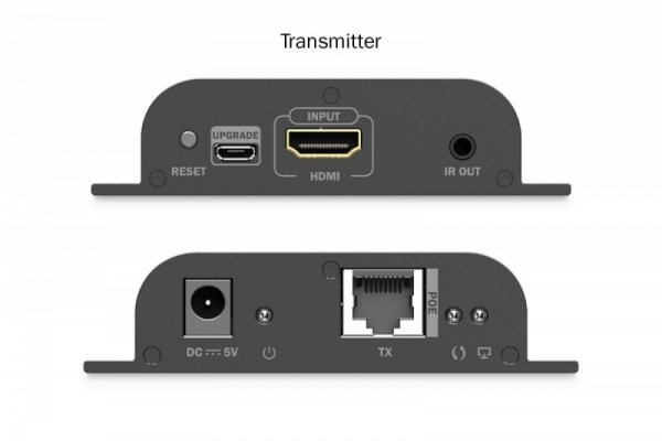 Digitus Przedłużacz (extender) po skrętce kat.6 HDMI 4K/60Hz przez IP 1G lub do 120m/200m z PoE, max. 253 odbiorniki, sterowanie