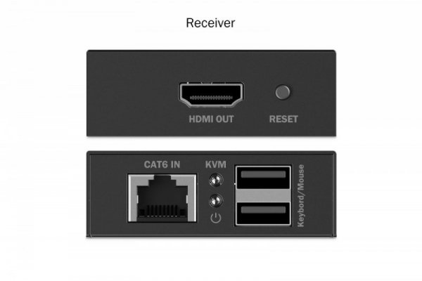 Digitus Przedłużacz (extender) po skrętce kat.6 HDMI 4K/30Hz z KVM USB 1.1 do 40m/70m, max. 253 odbiorniki, sterowanie IR - zest