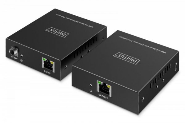 Digitus Przedłużacz (extender) po skrętce kat.6A  USB 3.1 Gen1 do 100m, 3x USB-A, 1x USB-C do 5 Gbps, 1x RJ45 (Gigabit Ethernet)