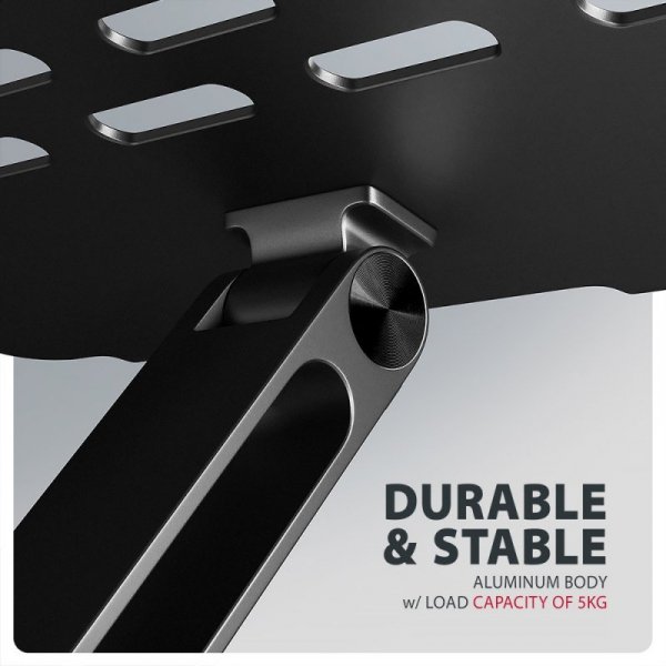 AXAGON STND-LQB Podstawka do laptopów aluminiowa 10-17,3 cala regulowane kąty nachylenia, Czarna