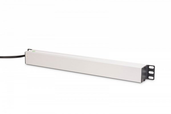 Digitus Listwa zasilająca PDU Rack 19" z zabezpieczeniem przeciążeniowym, 8 gniazd Schuko CEE 7/3 (45°), kabel 2m wtyk Unis
