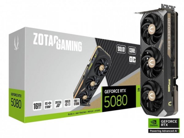 ZOTAC Karta graficzna GeForce RTX 5080 SOLID CORE OC 16GB GDDR7 256bit 3DP/HDMI