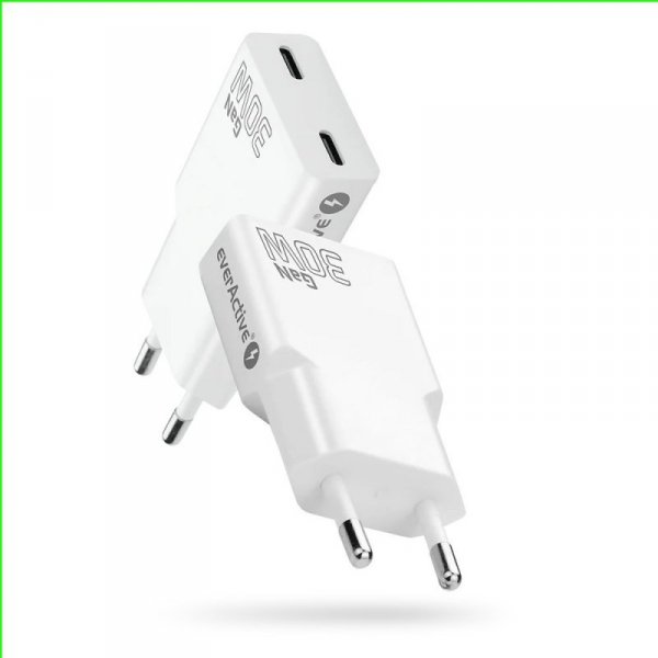everActive Ładowarka sieciowa SUPER SLIM QC 4+ 30W 2XUSB-C biała SC-385Q
