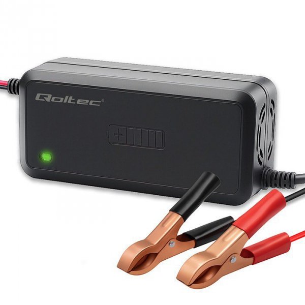 Qoltec Mikroprocesorowa ładowarka 12V | 5A | prostownik do akumulatora  AGM GEL SLA | 6-stopniowe ładowanie
