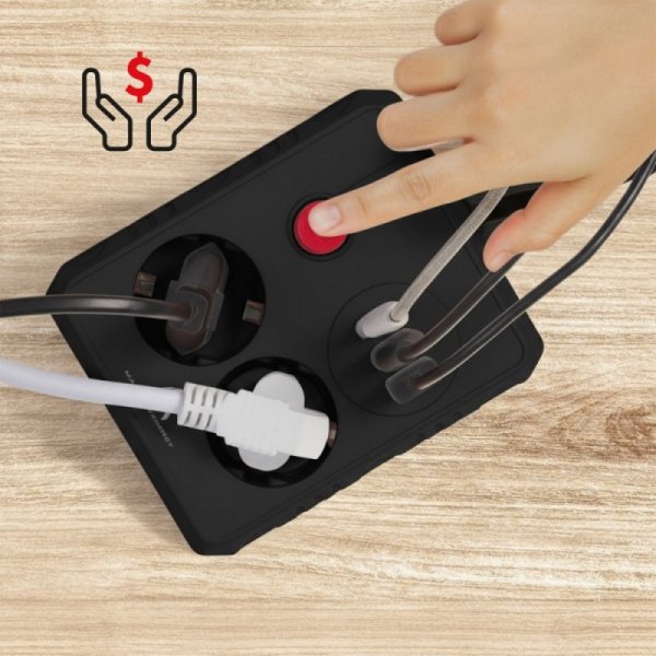 Maclean Listwa zasilająca MCE388 B 2 gniazda, 3xUSB, 110-240V AC 50/60Hz, 2.1A max 2500W, 3m czarna