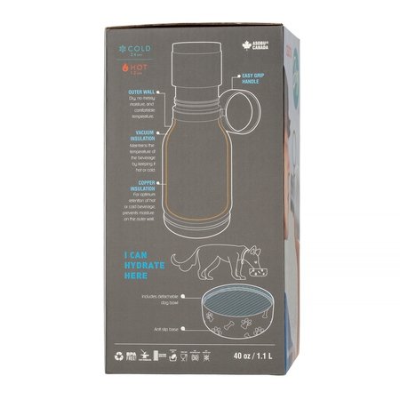 Asobu - Dog Bowl Bottle Stainless Steel Niebieska - Butelka z miską dla psa 1,1L