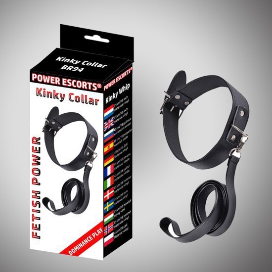 Kinky collar black  collar with leash  adjustable