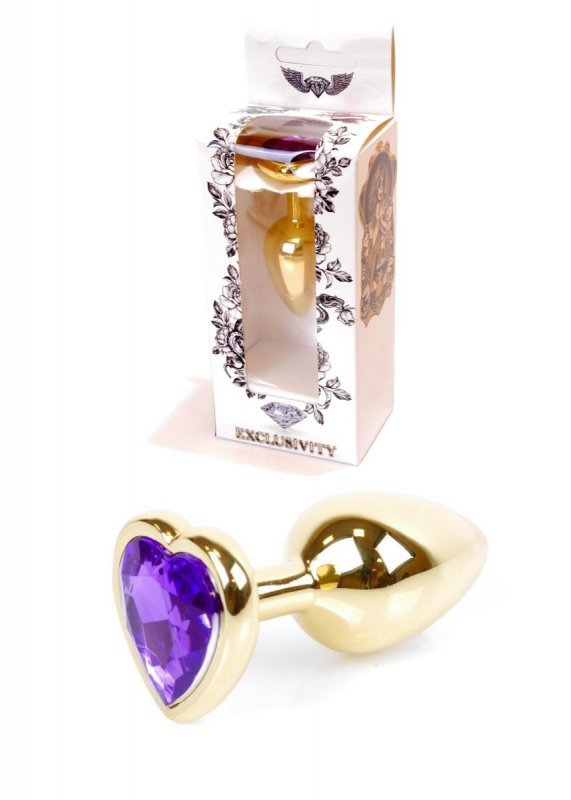 Plug-Jawellery Gold  Heart PLUG- Purple