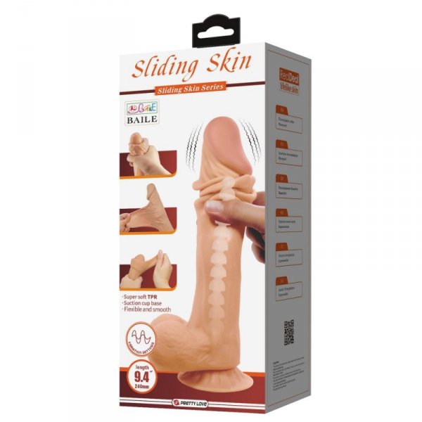 BAILE - Sliding Skin 9,4&#039;&#039; Flesh Vibration Bendable Suction base TPR ABS