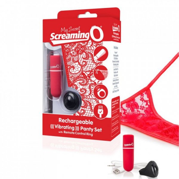 Wibrujące majteczki - The Screaming O Charged Remote Control Panty Vibe Red